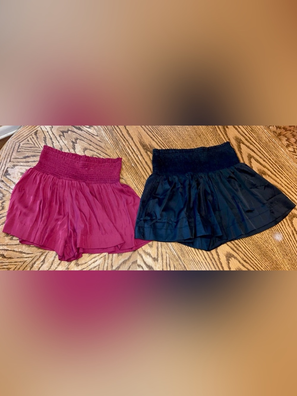 TCEC High Waisted Smocked Shorts Lot of 2 | Black & Burgundy | Size Small